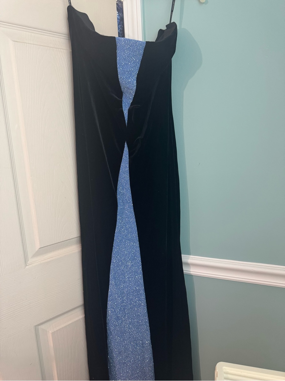 Elegant Navy Evening Dress with Sparkle Blue Inset